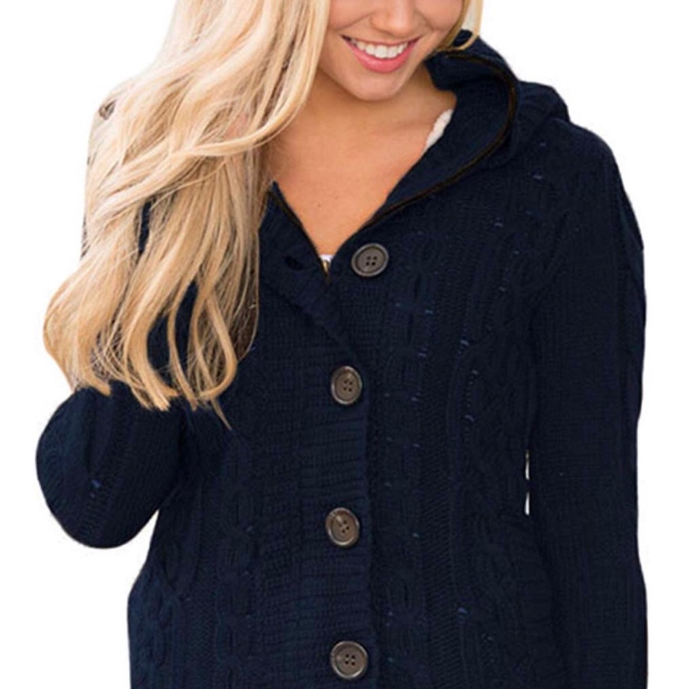 Hooded Knit button Sweater